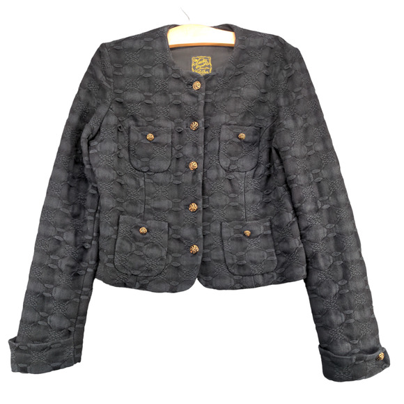Lucky Brand Women's Button-Up Blazer Jacket Black Medium Lined Pockets - Picture 1 of 13